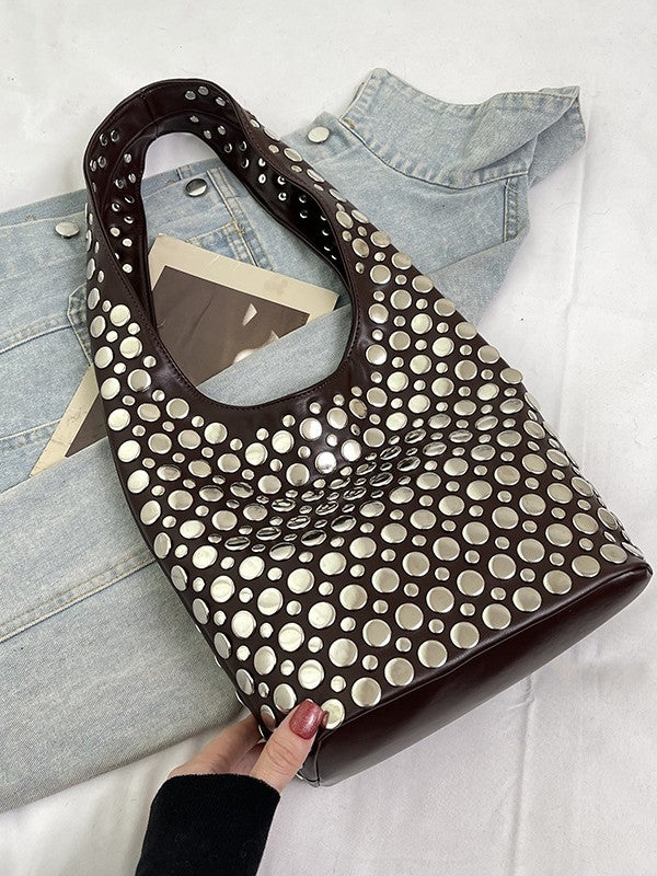 Cool Personality Dot Rivet Underarm Fashion Motorcycle Women's Shoulder Bag