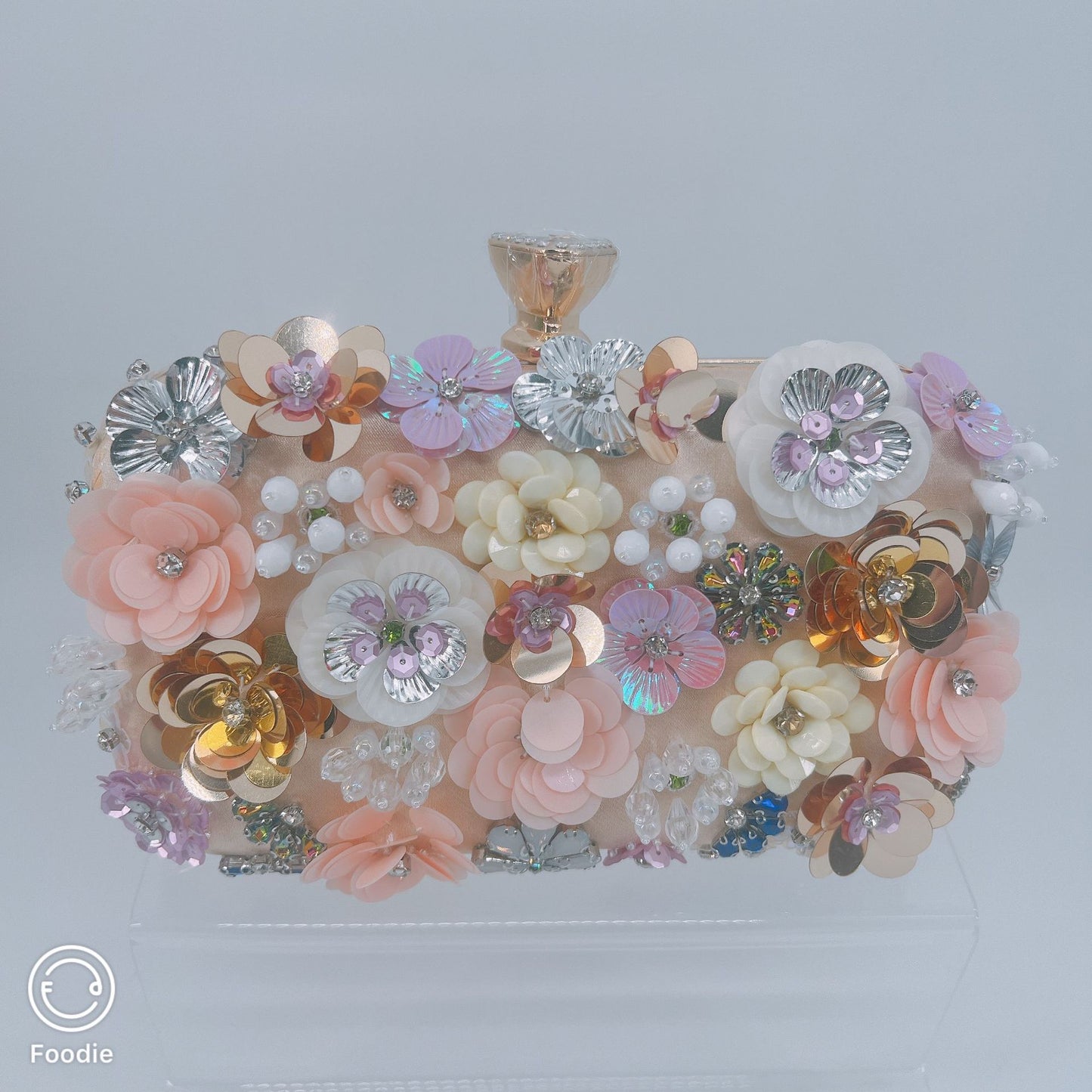 Three-dimensional Flowers Fashion Handmade Beaded Party Dinner Bag