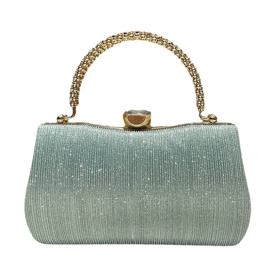 Women's Mint Green Simple Elegant Flash Striped Box Bags