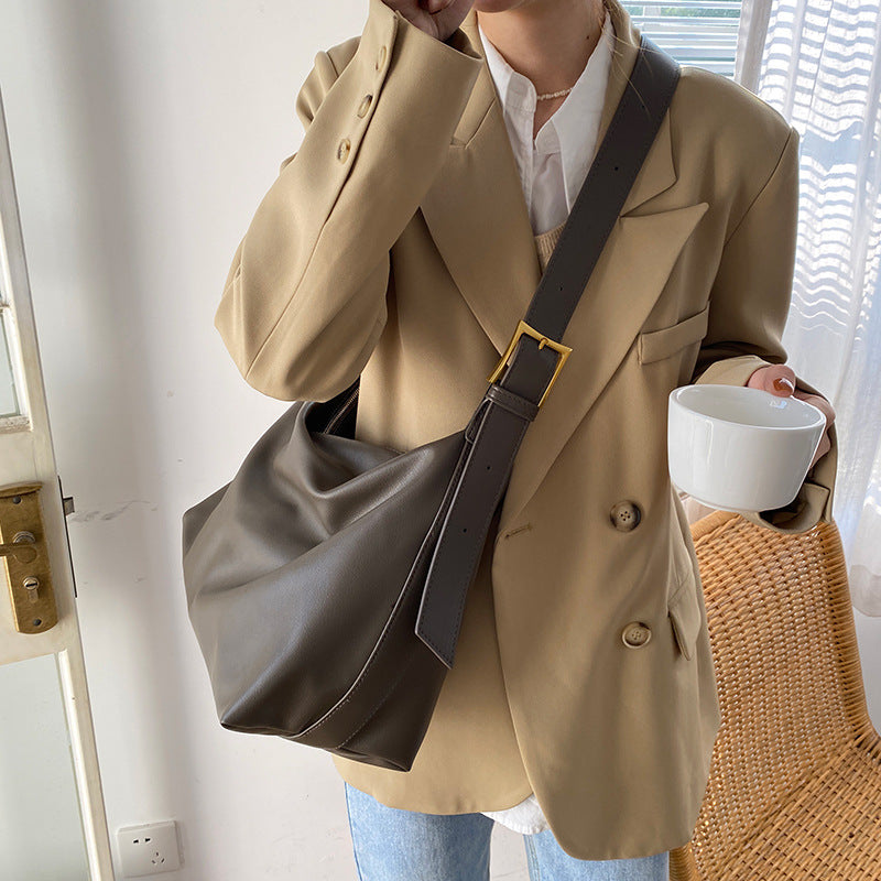 Fashion Retro Solid Color Large Capacity Women's Messenger Bag