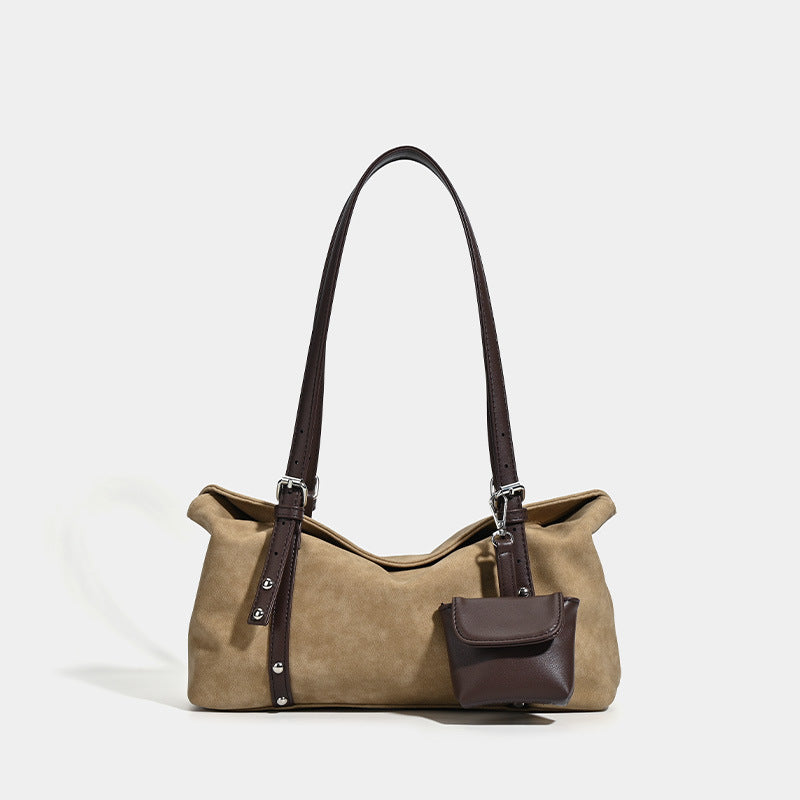 Women's Retro Suede Pillow Large Capacity Commuter Women's Shoulder Bag