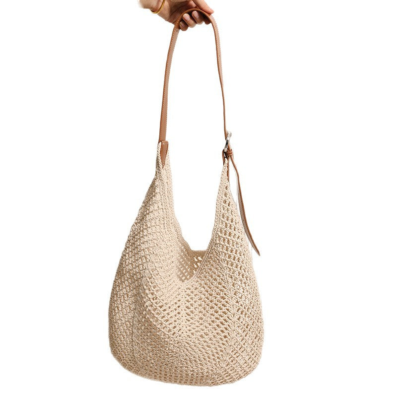 Women's One Wax Rope Woven Hollow Mesh Women's Shoulder Bag