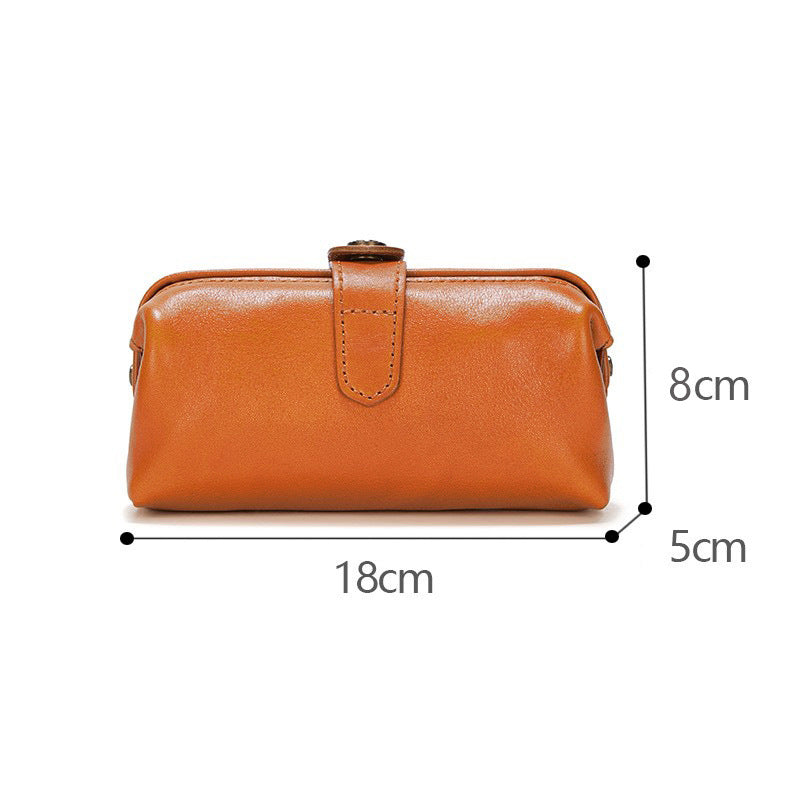 Retro First Layer Cowhide Genuine Leather Antique Women's Clutch