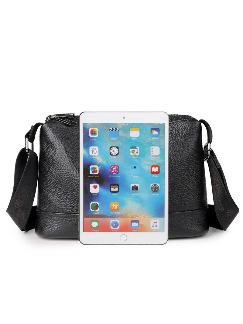 Men's Layer Cowhide Leather Business Large Capacity High Men's Shoulder Bag