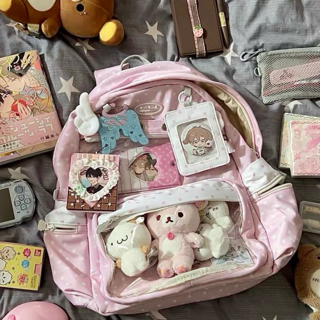 Polka Dot Junior High Large Capacity Two-dimensional Backpacks