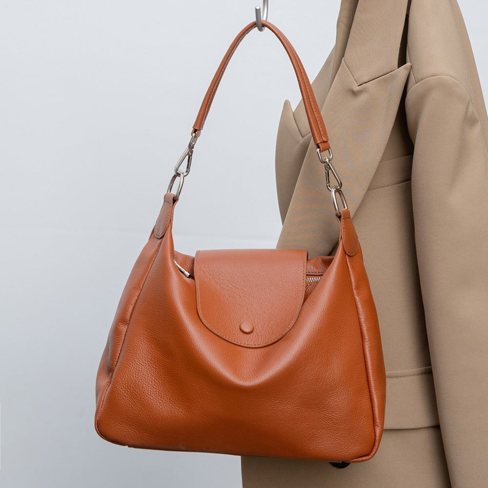 Women's Layer Cowhide Natural Fall Leather Stylish Elegant Simple Female Tote Bag