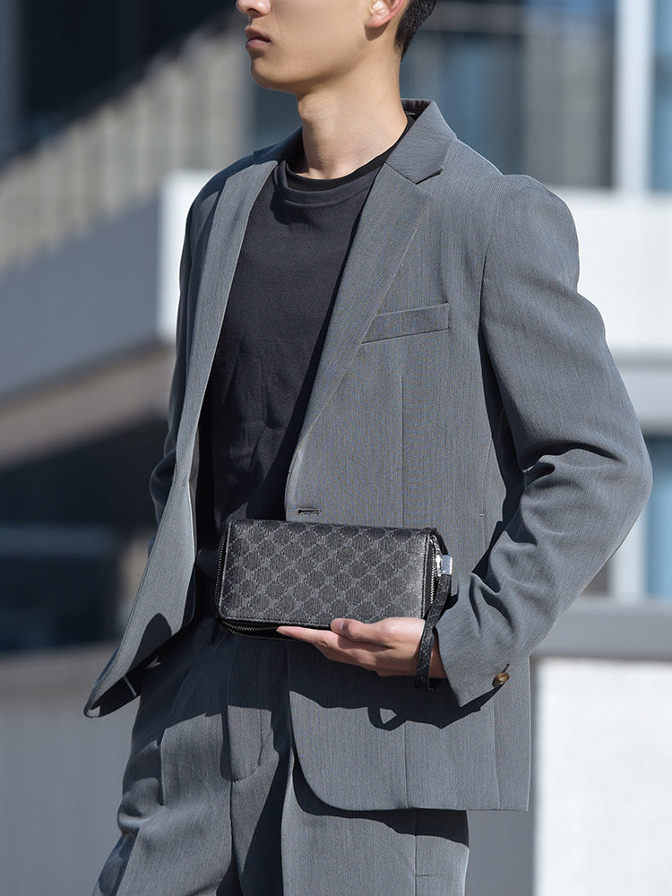 Men's Fashion Double Zip Large Capacity Business Men's Clutch