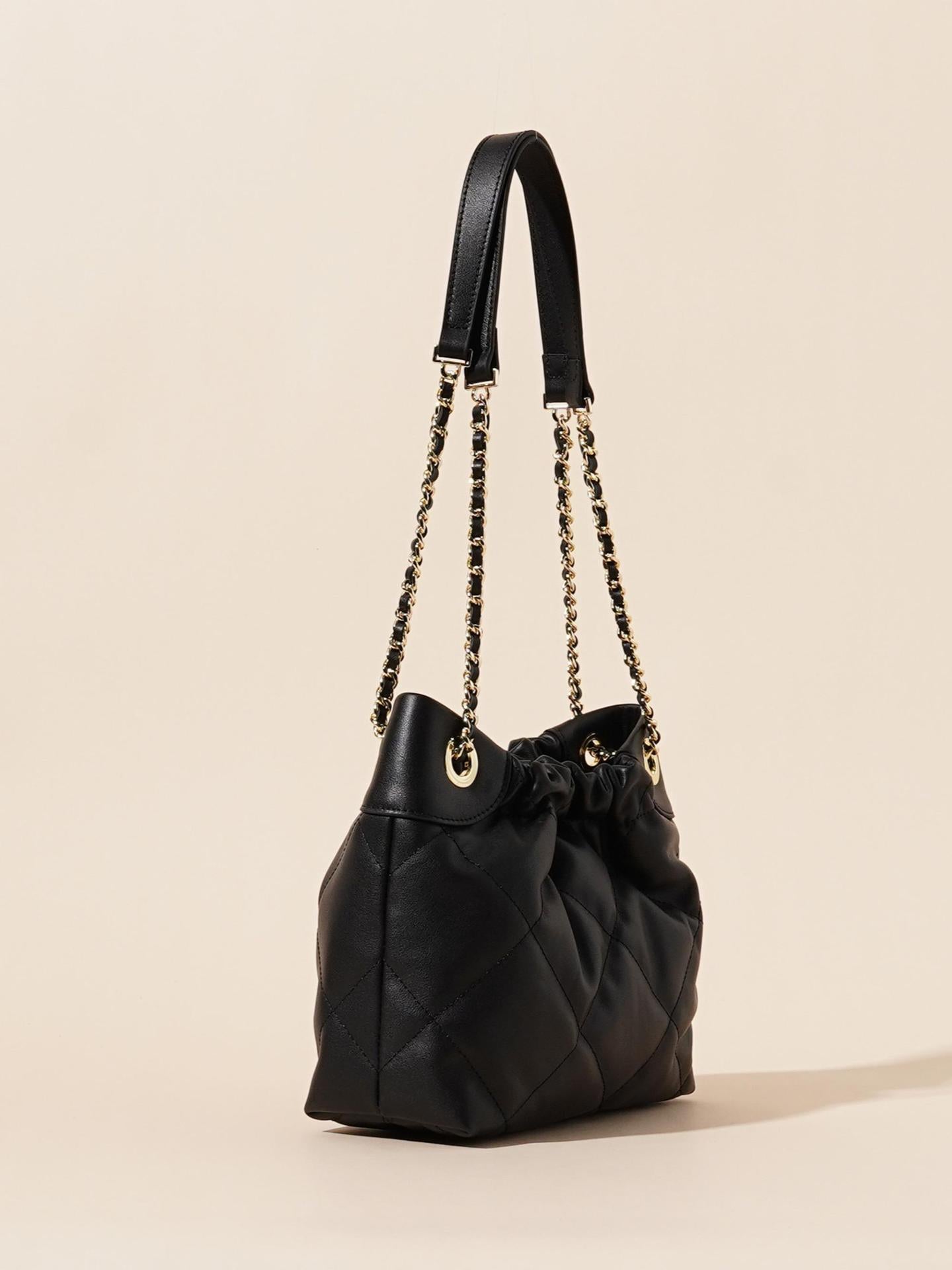 Women's Garbage Leather Folds Hobo Chain Bags