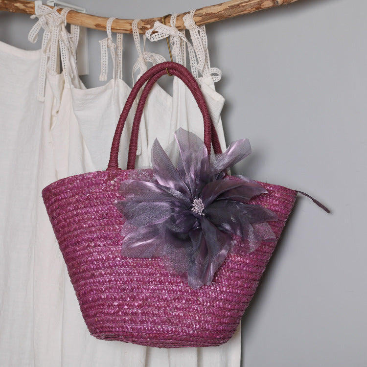 Women's Simple Straw Pastoral Style Beach Vacation Women's Handbag
