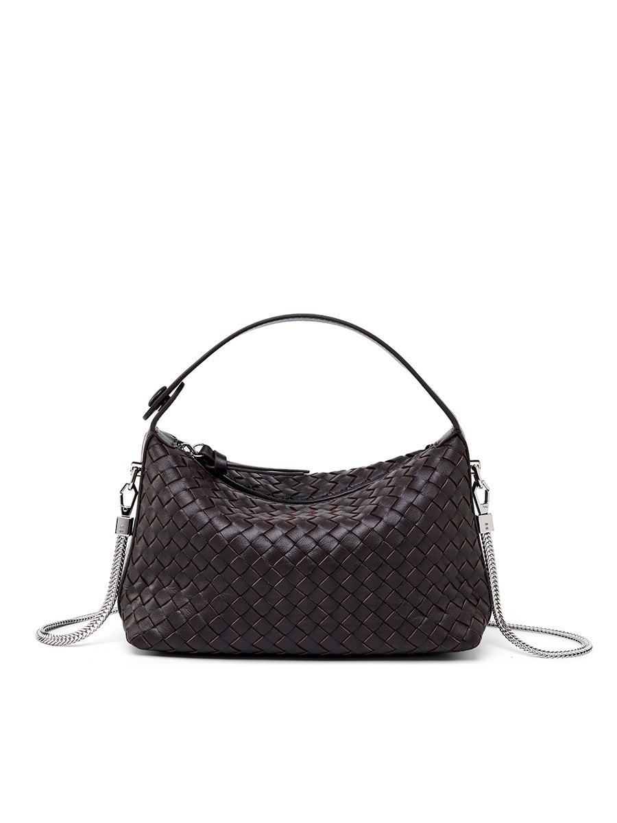 Authentic Leather Weave Dumpling Sheepskin Chain Female Pillow Women's Handbag