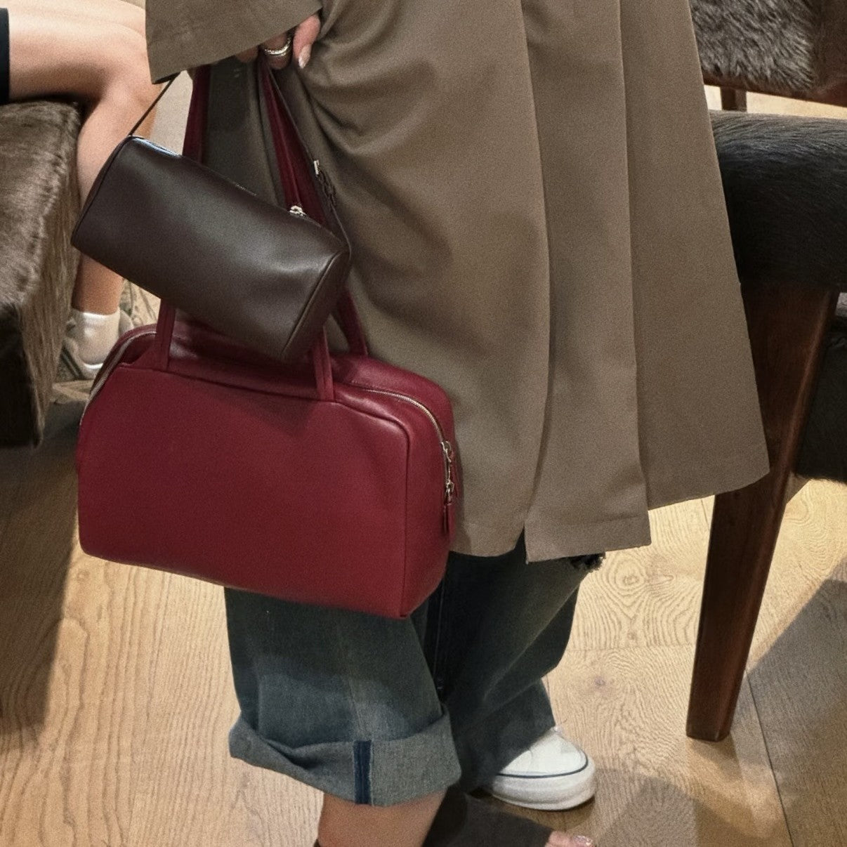 Bowling Sheepskin Commuter Portable Underarm Boston Women's Shoulder Bag