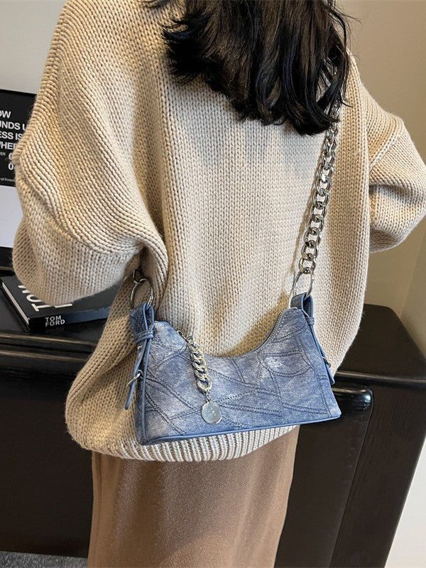 Women's Denim Trendy Simple Underarm Chain Handbags