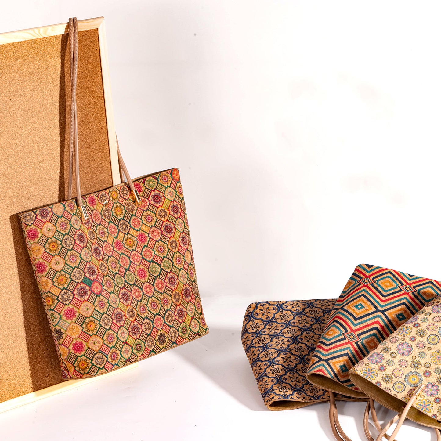 Women's Environmental Protection Bark Cork Wooden Lining Outside Bags