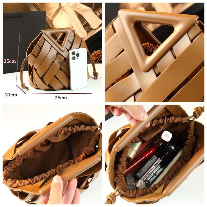 Women's Vegetable Basket Genuine Leather Woven Hollowed Women's Handbag