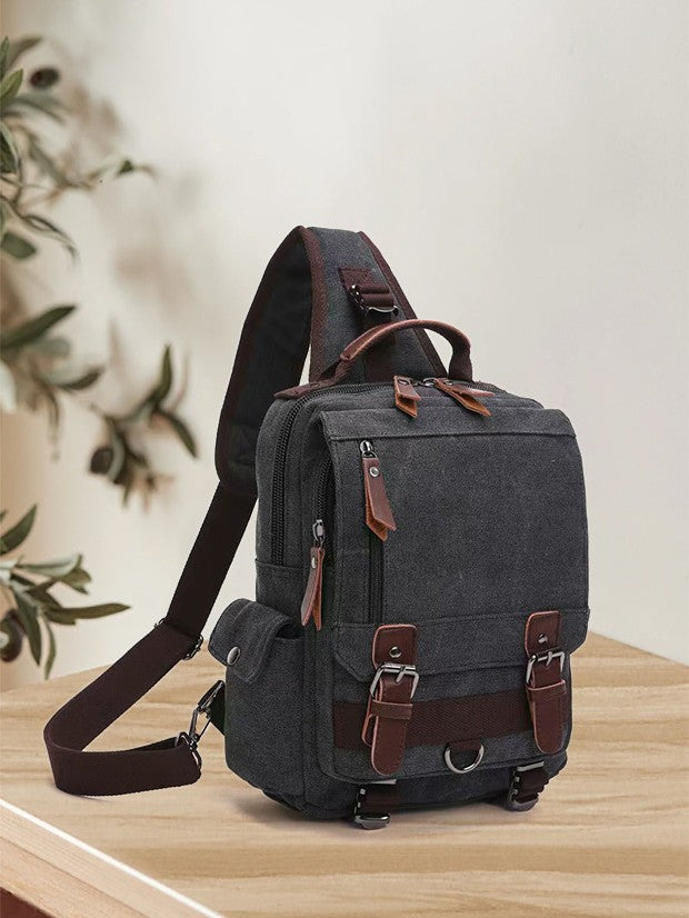 Leather Canvas Spring City Simple Offload Men's Chest Bag
