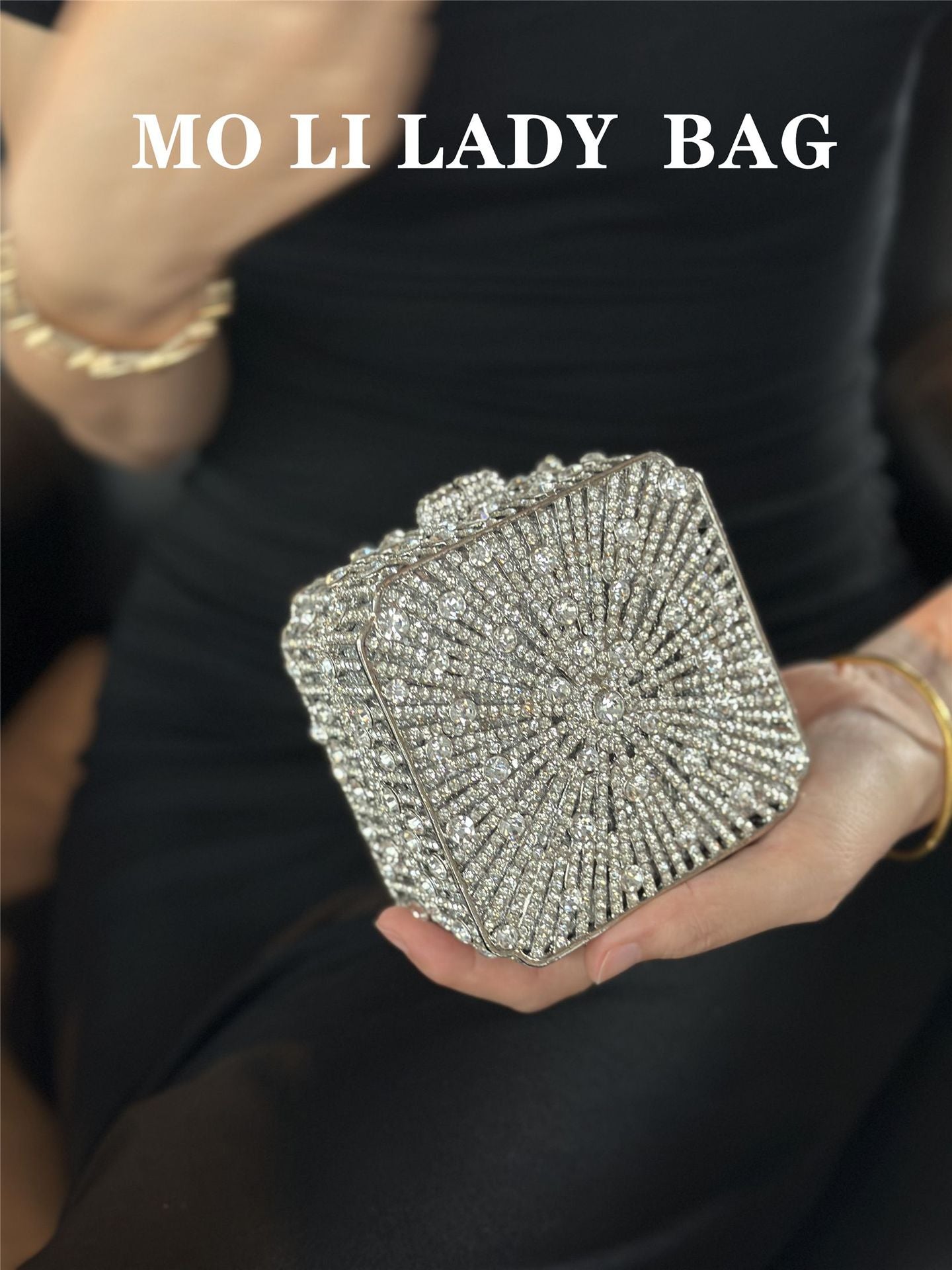Dress Dinner Shiny Diamond Golden Bell Box Mini Women's Shoulder Bag