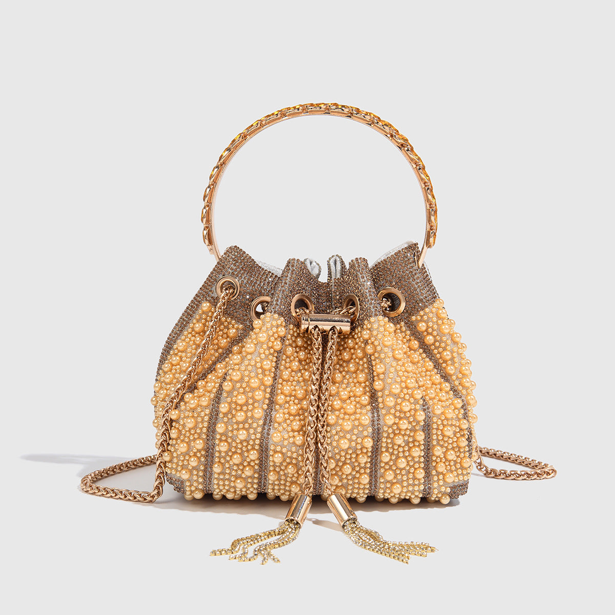 Women's Gradient Color Full Diamond Tassel Dinner Bag