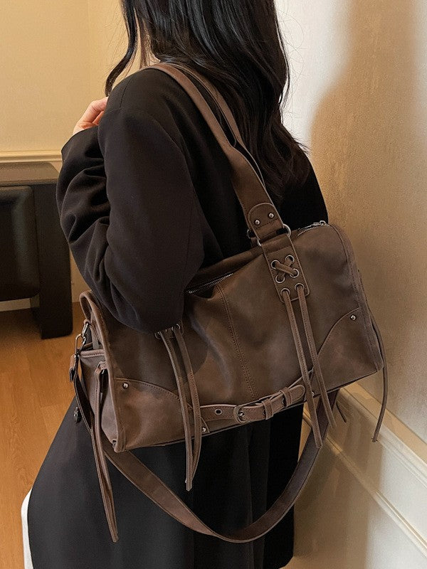 Women's Loose Retro Frosted Large Capacity Commuter Women's Shoulder Bag