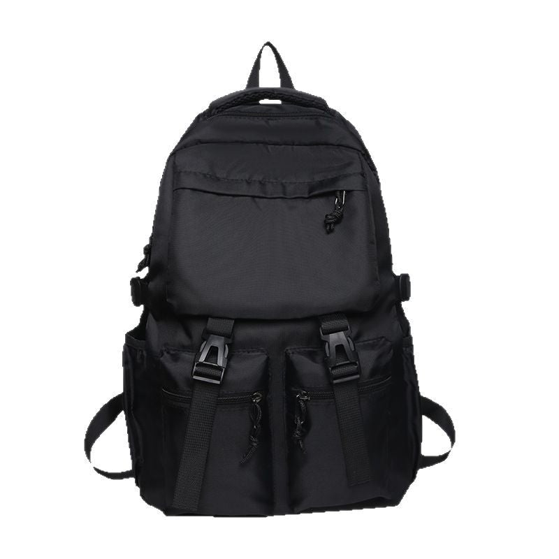 Trendy Cool Pure Black Large Capacity Junior High Male Backpacks