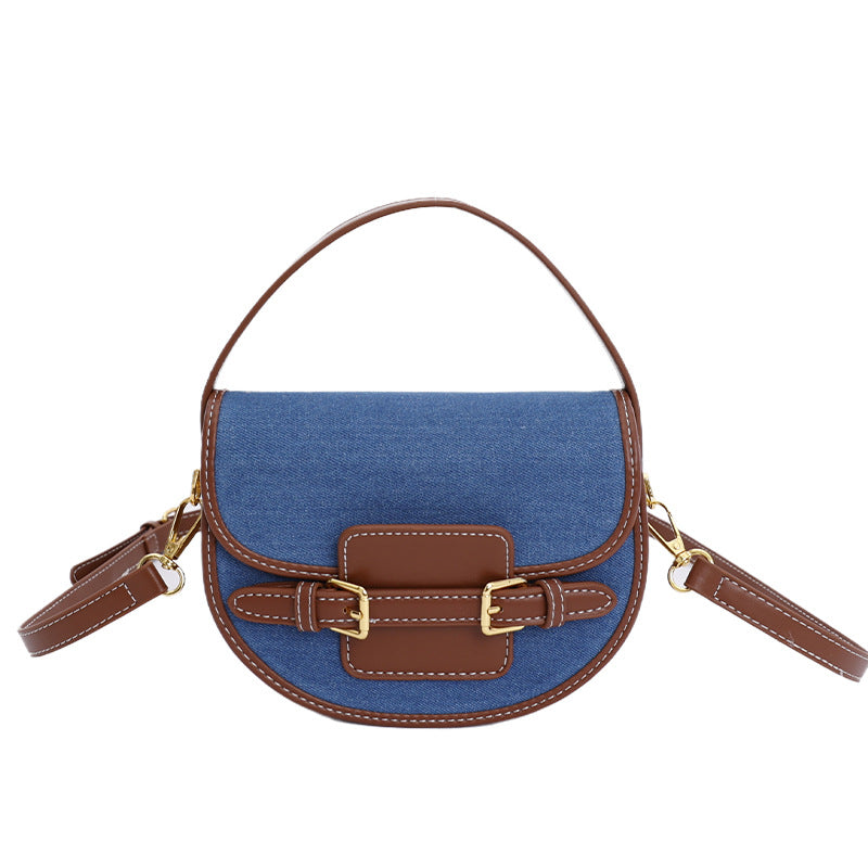 Advanced Texture Saddle Niche Denim Patchwork Women's Shoulder Bag