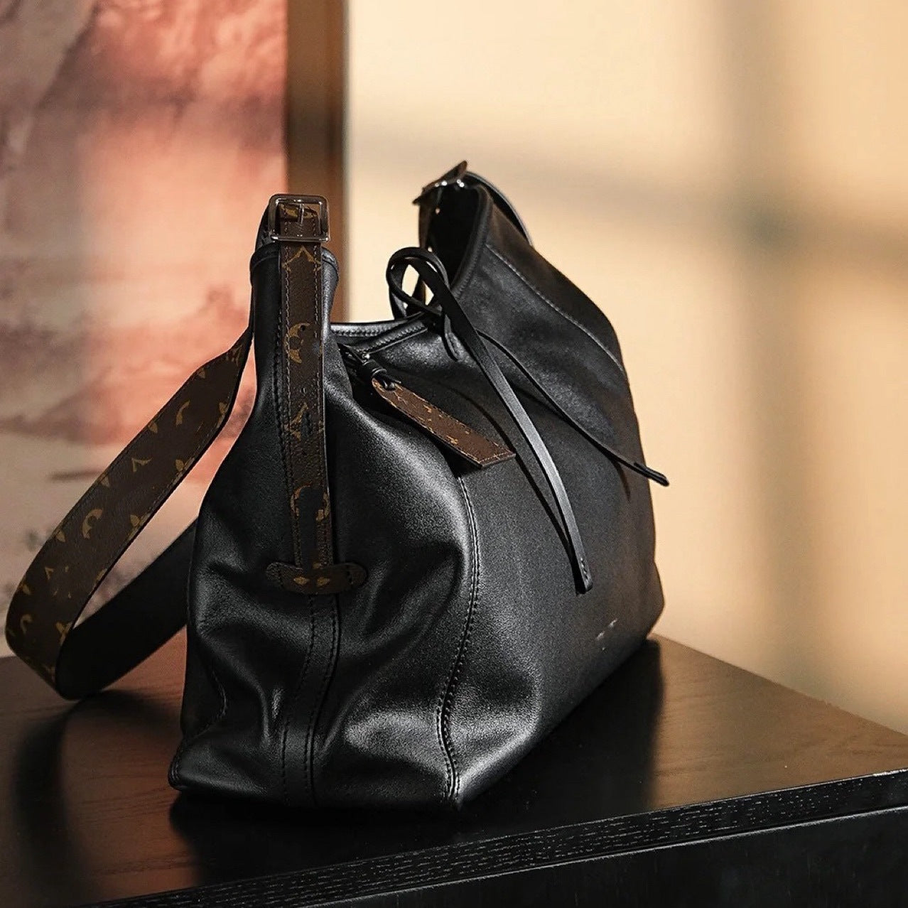 Women's Large Capacity Fashion Underarm Black Warrior Bags