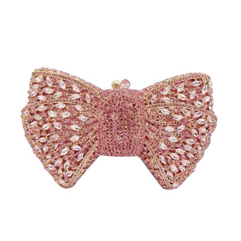 Women's Bow Diamond Hollow Full Clutch Banquet Evening Bags