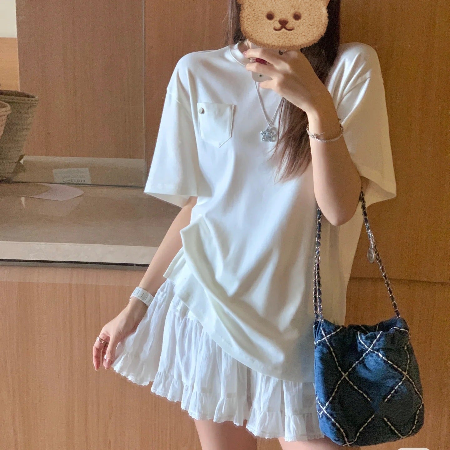 Women's Denim Garbage Shopping Chain Large Capacity Bags