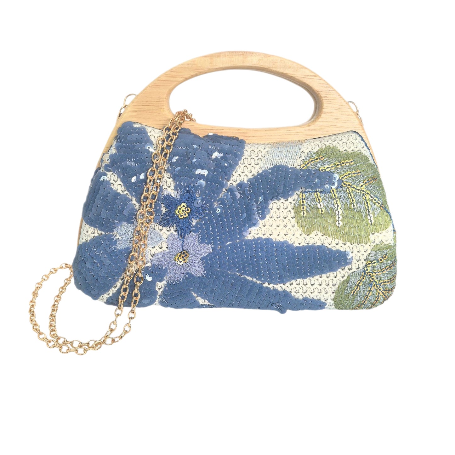 Women's National Fashion Fresh Style Sequined Embroidered Shell Portable Dinner Bag