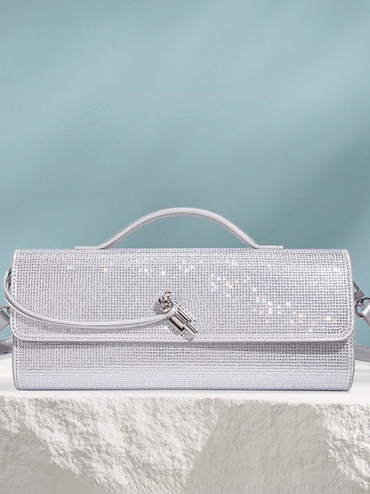 Women's Hot Rhinestone Exquisite Horizontal Diamond Portable Baguette Hand-held Dinner Bag