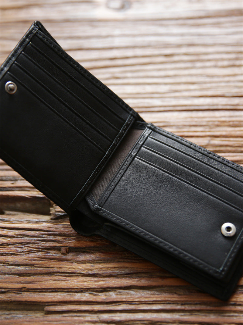Men's First Layer Cowhide Short Business License Genuine Men's Wallet