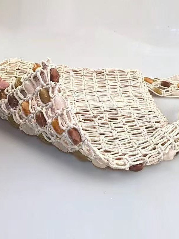 Women's Hand-woven Design Beaded High-grade Retro Large Women's Handbag