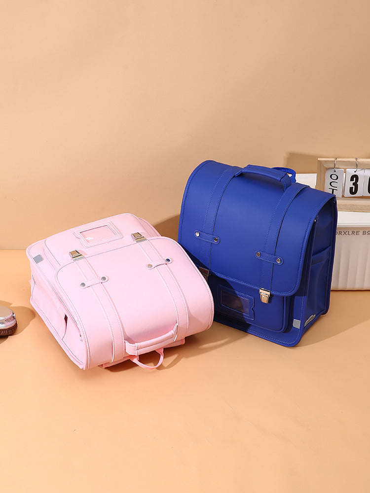 Children's Leather Retro Female Korean Fashion Large Primary School Bag