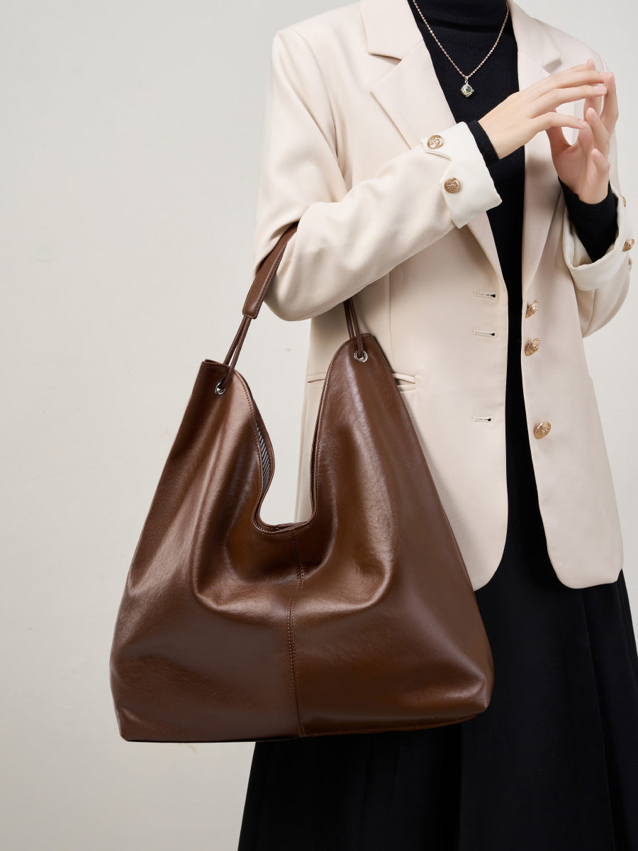 Vegetable Tanning Leather Popular Textured Versatile Class Underarm Women's Shoulder Bag