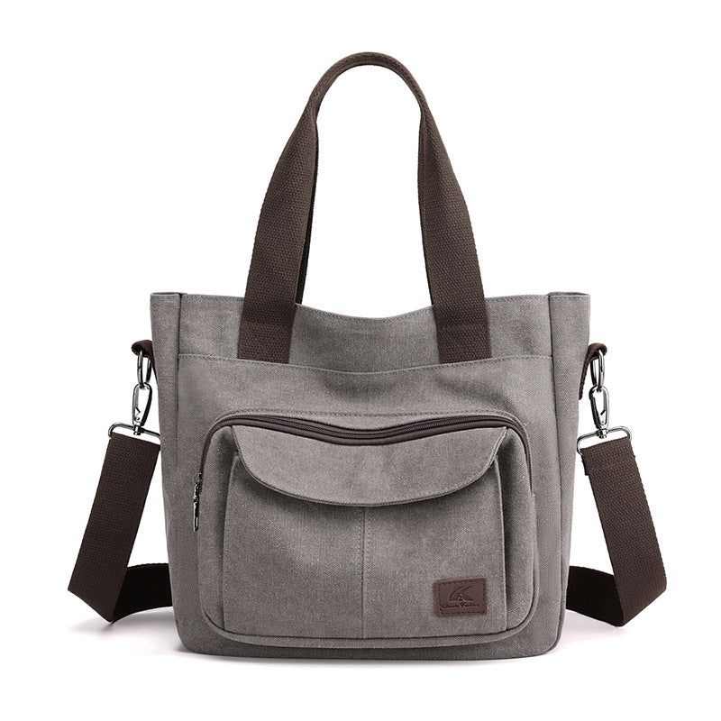 Women's Simple Retro Canvas Large Capacity Portable Shoulder Bags