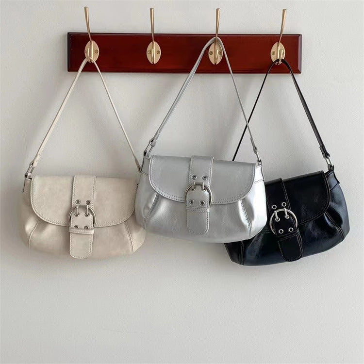 Flip Solid Color Korean Fashion Pleated One Women's Shoulder Bag