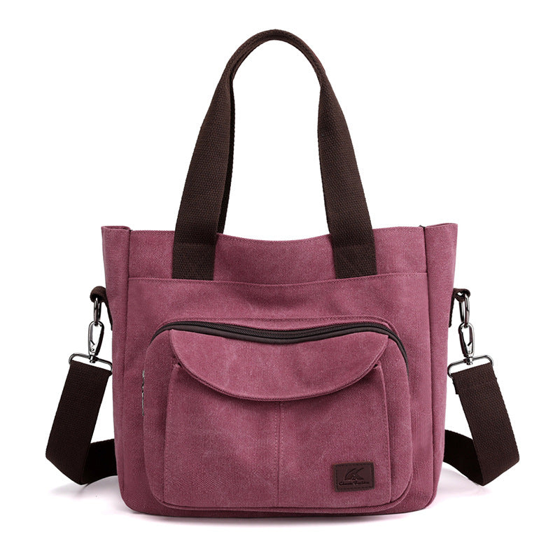 Women's Simple Retro Canvas Large Capacity Portable Shoulder Bags