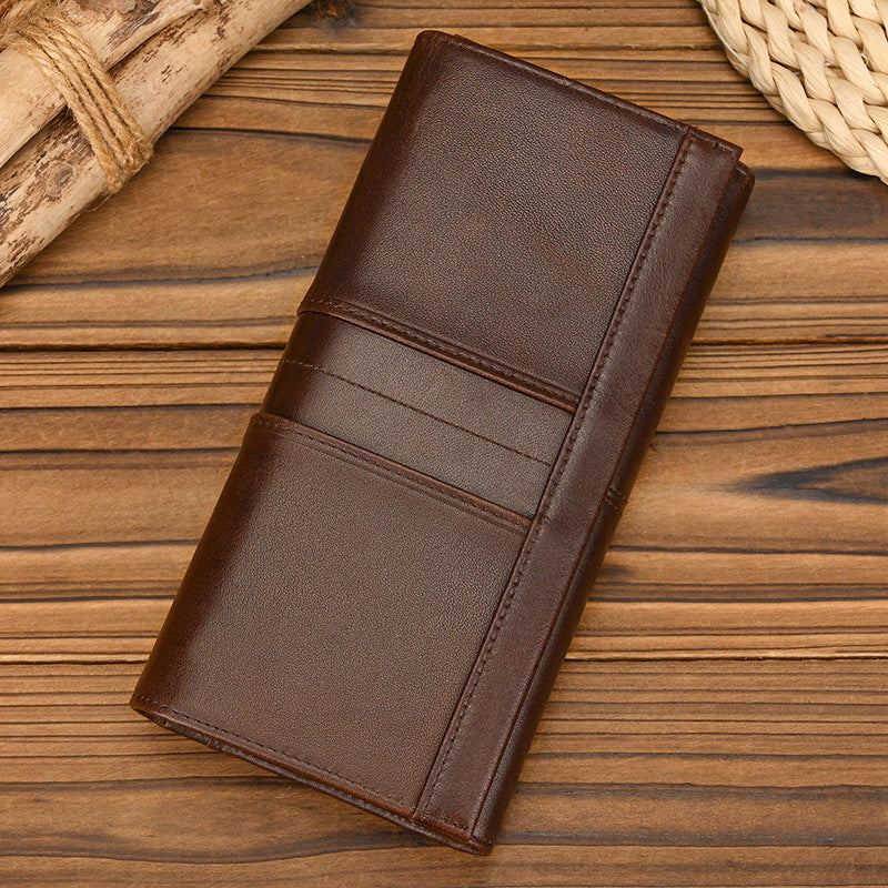 Women's Long Three-fold Leather Mobile With Zipper Pocket Multi Men's Wallet