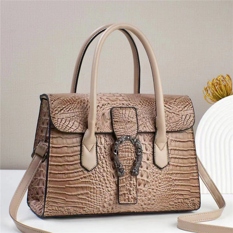 Fashion Alligator Print Large Capacity Versatile Party Shopping Women's Handbag