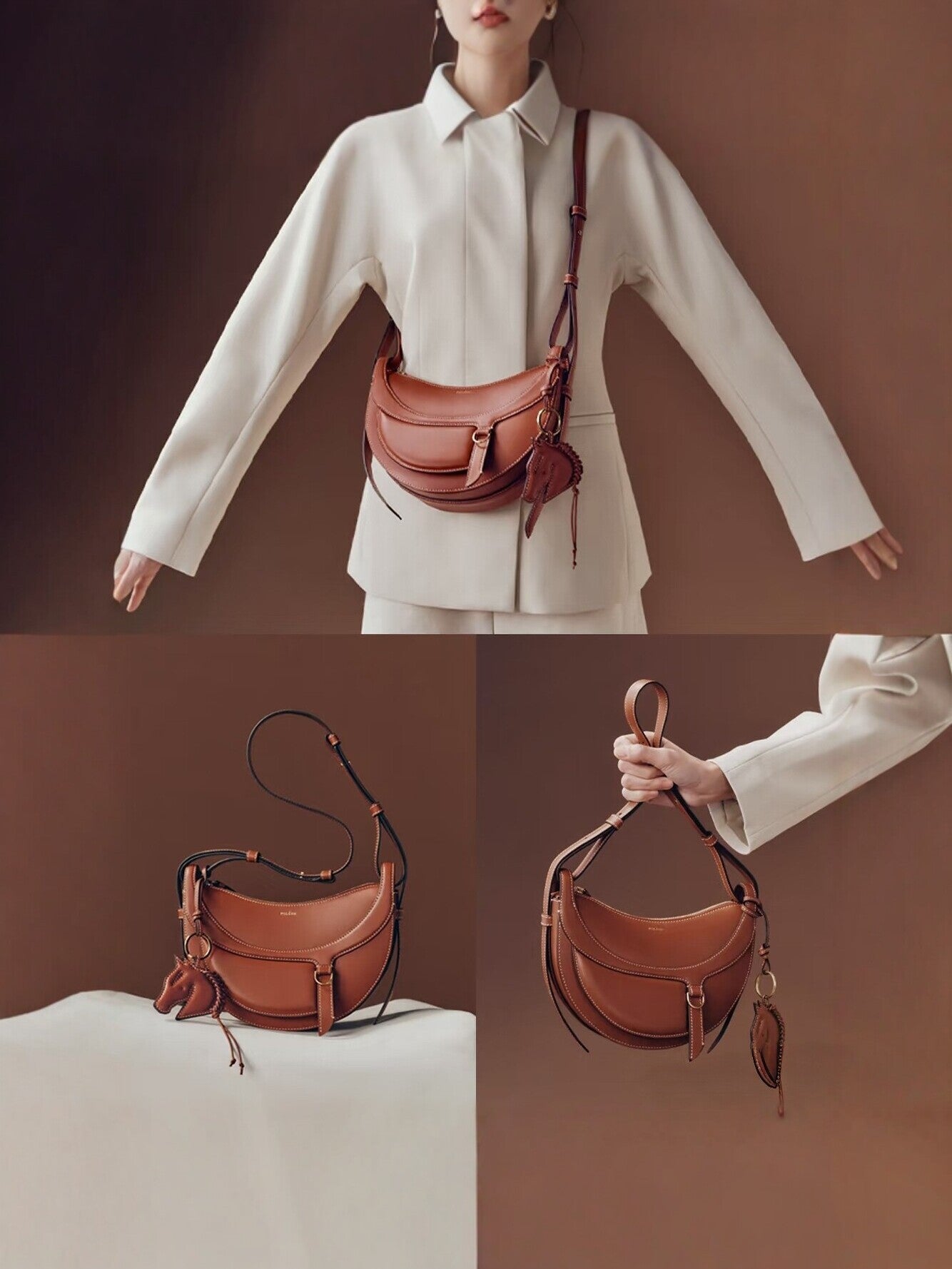 Women's Genuine Leather Saddle High-grade Niche Design Women's Shoulder Bag