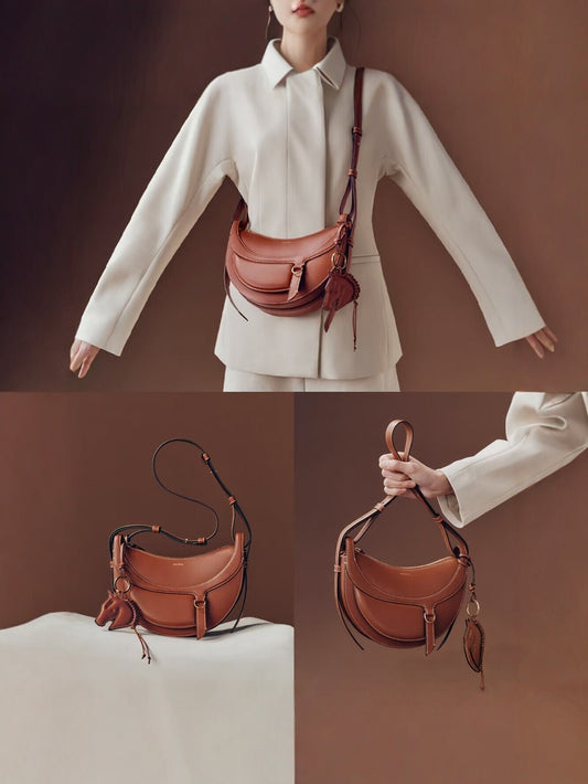 Women's Genuine Leather Saddle High-grade Niche Design Women's Shoulder Bag