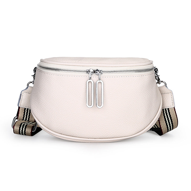 Women's Genuine Leather Saddle Fashion Simple Minority Women's Chest Bag, Fanny Pack