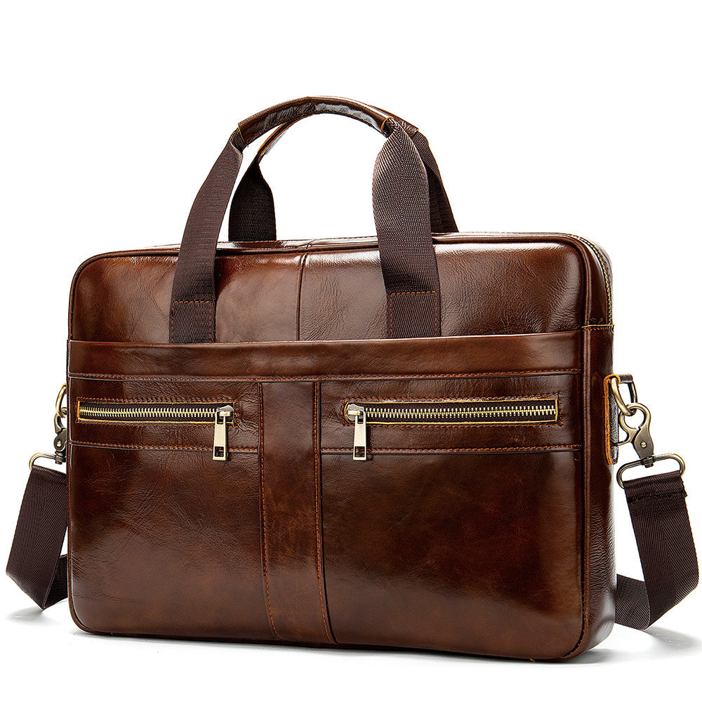 Men's Business Leather High-grade First Layer Cowhide Portable Commuter Men's Briefcase
