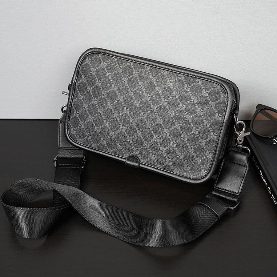 Classic Men's Business Plaid Fashion Trendy Men's Shoulder Bag