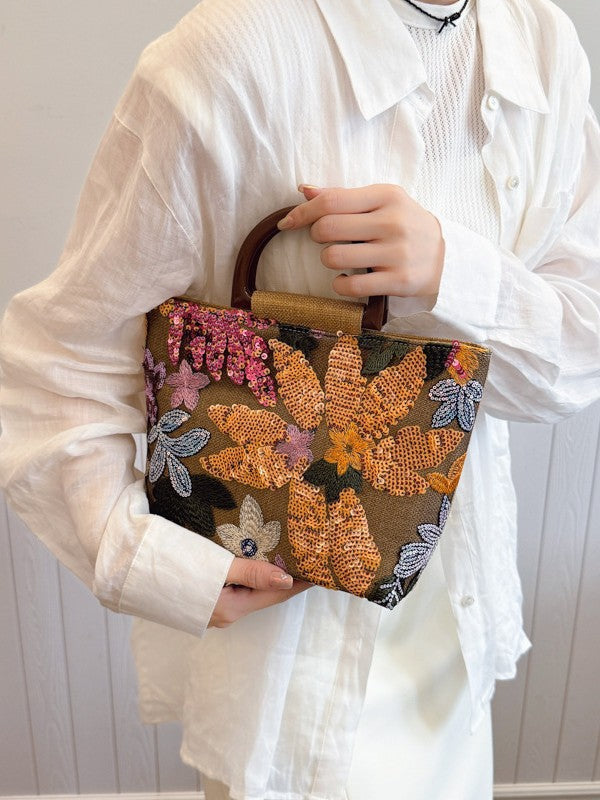 Summer Bamboo Advanced Texture Color Sequins Handbags