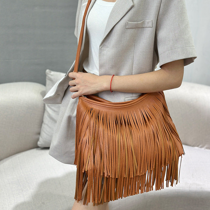 Fashion Personality Tassel Large Capacity Summer Bright Sier Gold Trendy Bags