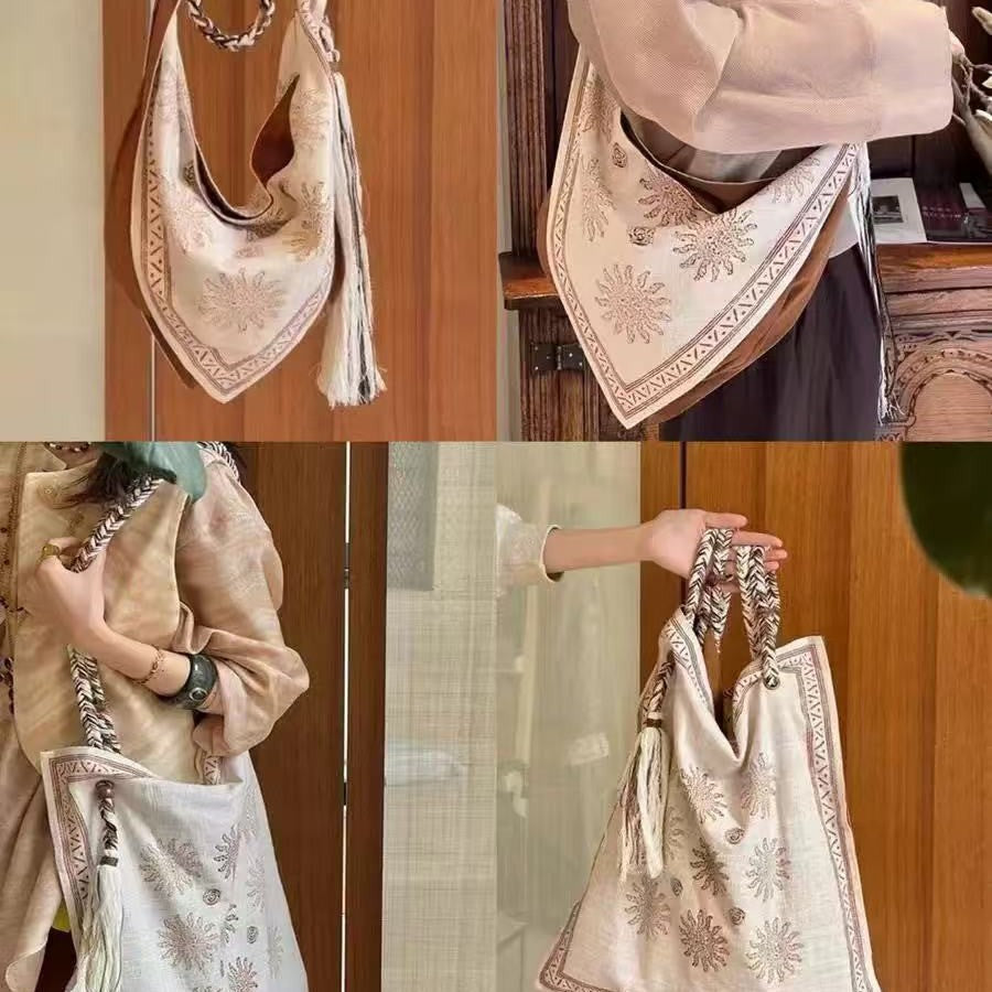 Vacation Large Capacity Handmade Linen Woven Bags