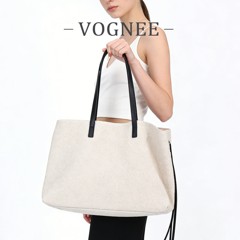 Women's Large Capacity Suede Retro Simple Commute Tote Bag