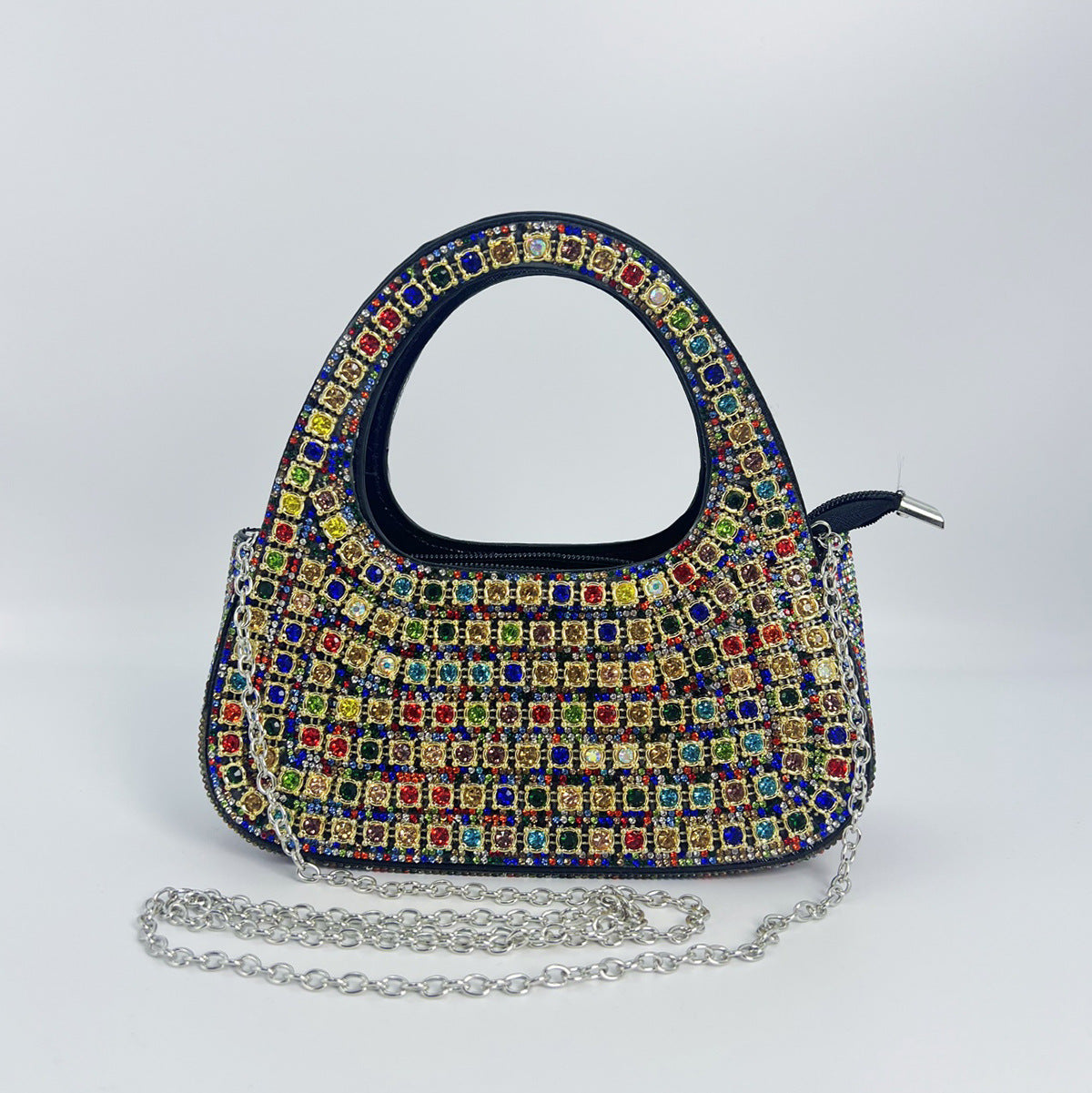 Fashion Rhinestone Semicircle Design Female Niche Shoulder Bags