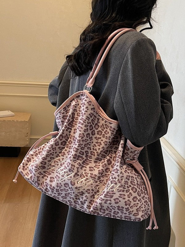 Women's Suede Polka Dot Stitching Drawstring Large Women's Messenger Bag