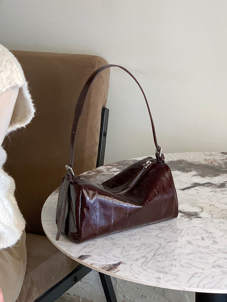 Women's Baguette Niche Eel Pattern Pillow Leather Women's Shoulder Bag